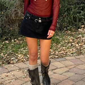 EDIKTED “Black denim skirt” Spencer low rise denim Micro skirt black washed 12’